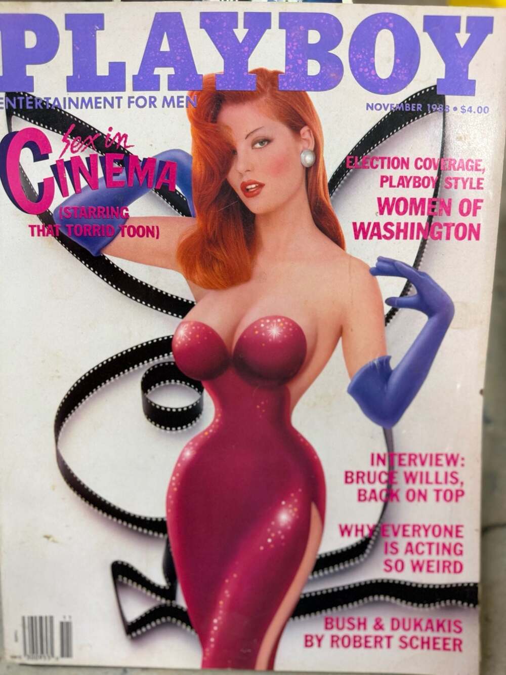 Playboy Magazine November 1988 Jessica Rabbit Art Cover Bruce Willis Interview